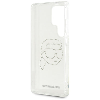 Deksel for Samsung Galaxy S25 Ultra S938, Karl Lagerfeld, IML Rhinestones Karl's Head, Gjennomsiktig