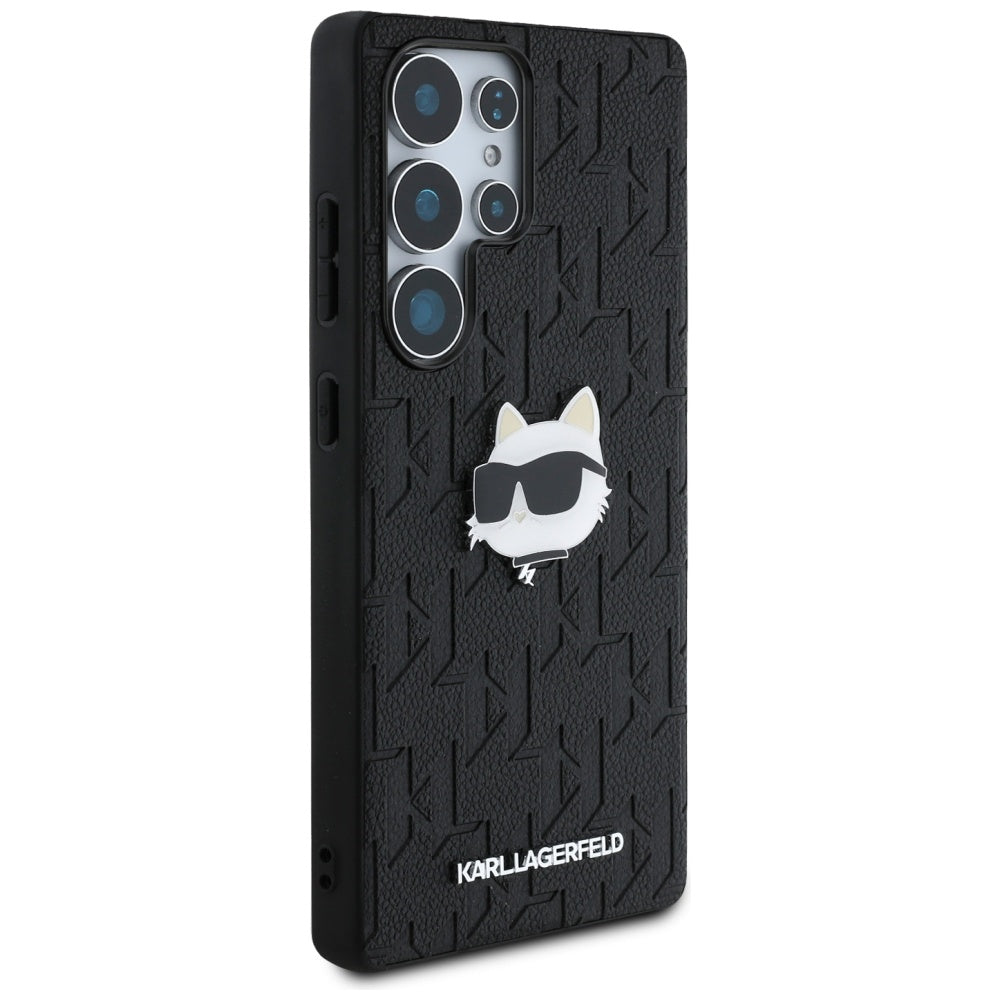 Deksel for Samsung Galaxy S25 Ultra S938, Karl Lagerfeld, Monogram Choupette's Head, Svart