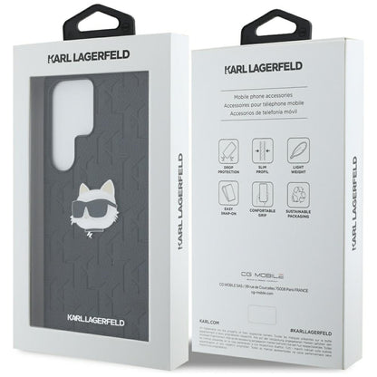 Deksel for Samsung Galaxy S25 Ultra S938, Karl Lagerfeld, Monogram Choupette's Head, Svart