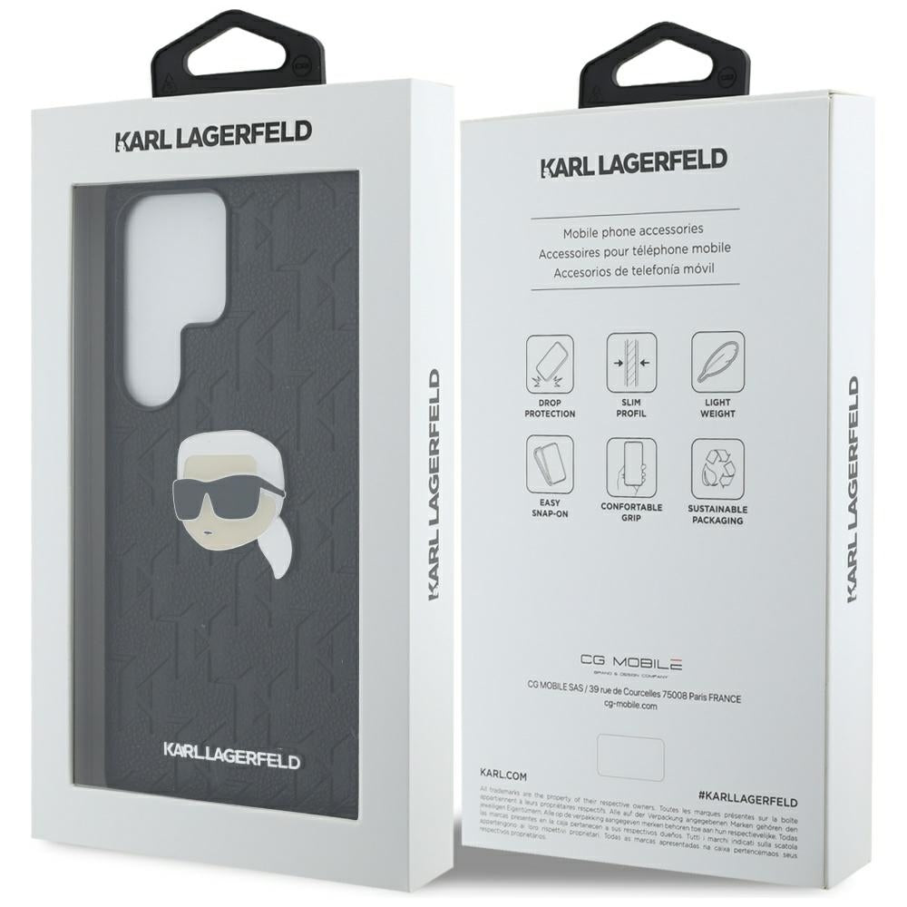 Deksel for Samsung Galaxy S25 Ultra S938, Karl Lagerfeld, Monogram Karl's Head, Svart