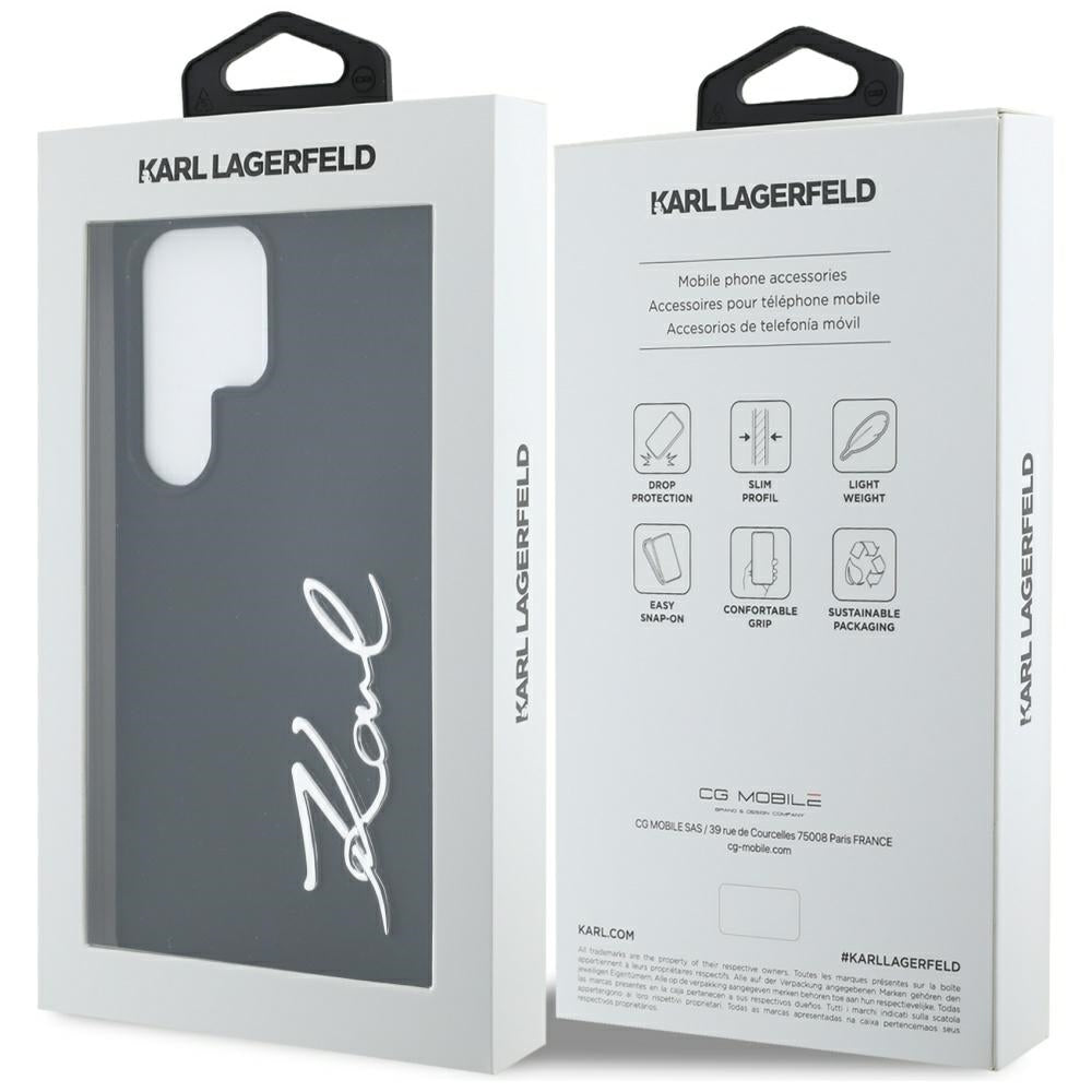 Deksel for Samsung Galaxy S25 Ultra S938, Karl Lagerfeld, Silicone Sign Metal Logo, Svart