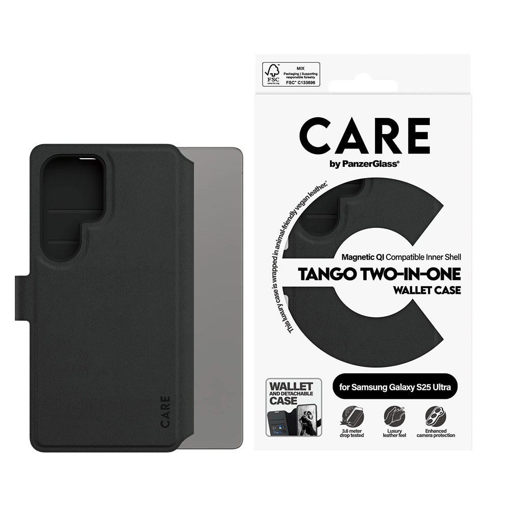 Deksel for Samsung Galaxy S25 Ultra S938, PanzerGlass, Care Feature Tango Two-in-One, Svart
