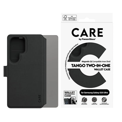 Deksel for Samsung Galaxy S25 Ultra S938, PanzerGlass, Care Feature Tango Two-in-One, Svart