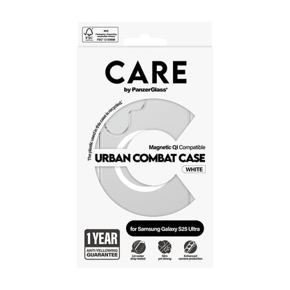 Deksel for Samsung Galaxy S25 Ultra S938, PanzerGlass, Care Urban Combat, Transparent Hvit
