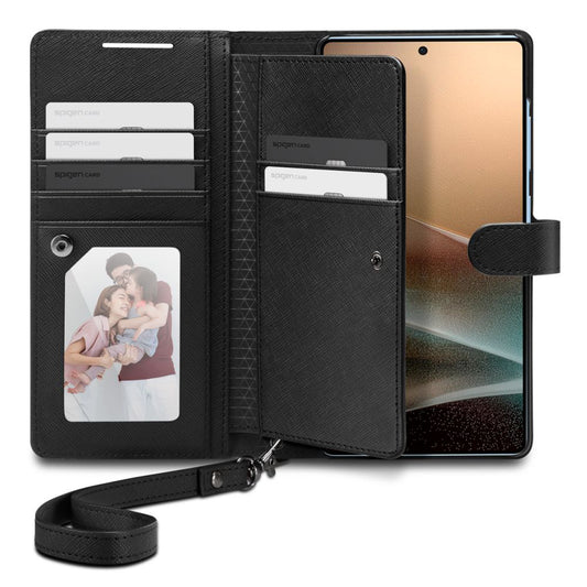 Deksel for Samsung Galaxy S25 Ultra S938, Spigen, Wallet S, Svart ACS09124