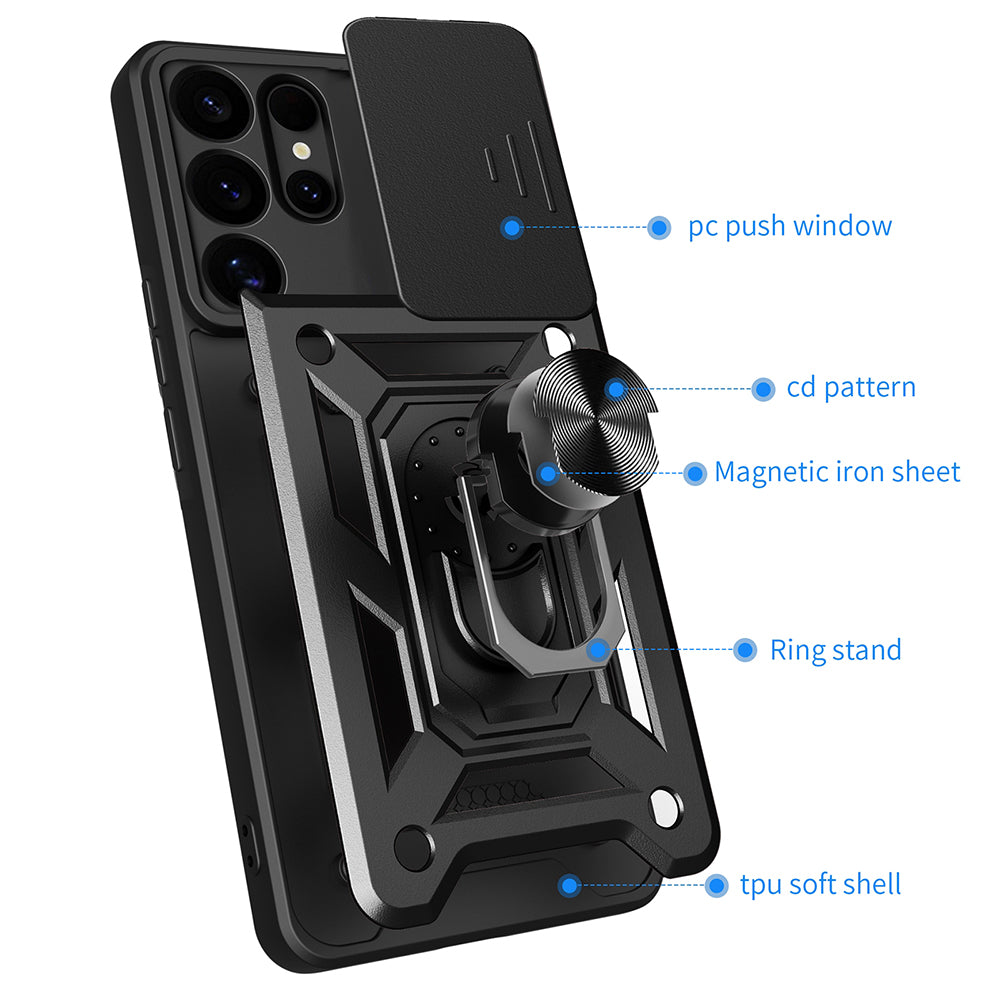 Deksel for Samsung Galaxy S25 Ultra S938, Techsuit, CamShield, Svart