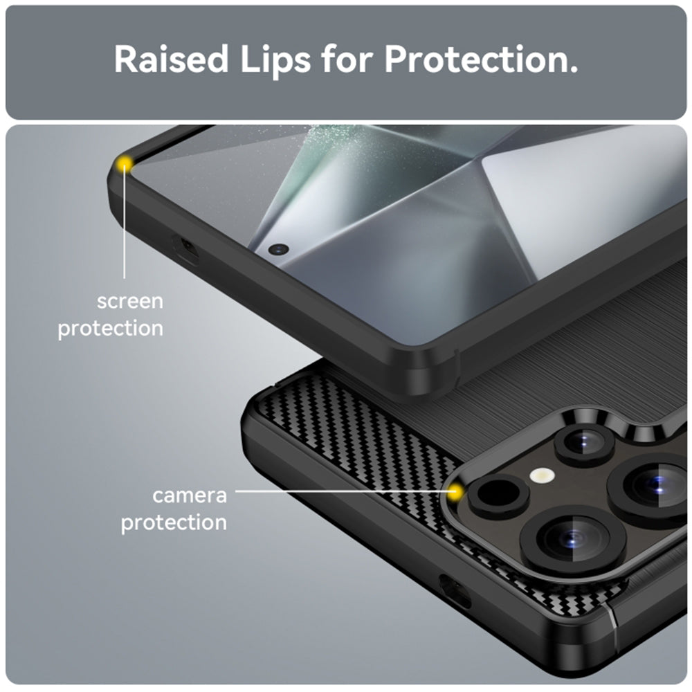 Deksel til Samsung Galaxy S25 Ultra S938, Techsuit, Karbon, Svart