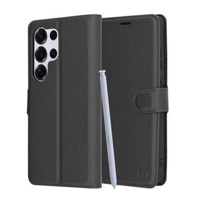 Deksel for Samsung Galaxy S25 Ultra S938, Techsuit, Leather Folio, Svart