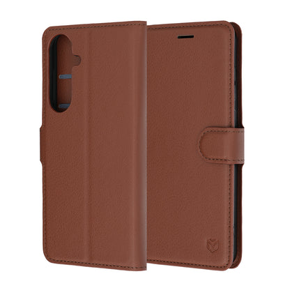 Deksel for Samsung Galaxy S26 FE / S25 FE, Techsuit, Leather Folio, Brun