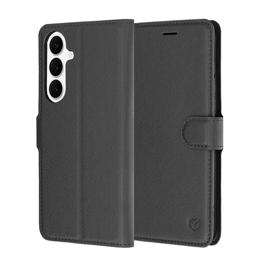 Deksel for Samsung Galaxy S26 FE / S25 FE, Techsuit, Leather Folio, Svart