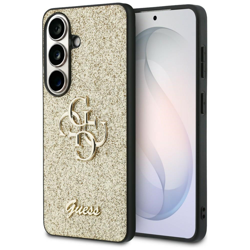 Deksel for Samsung Galaxy S26 S942, Guess, Fixed Glitter Big 4G Metal Frame, Gull
