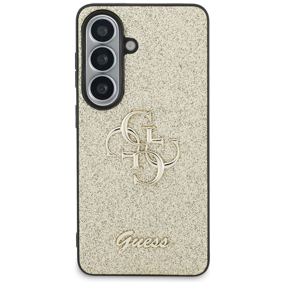 Deksel for Samsung Galaxy S26 S942, Guess, Fixed Glitter Big 4G Metal Frame, Gull