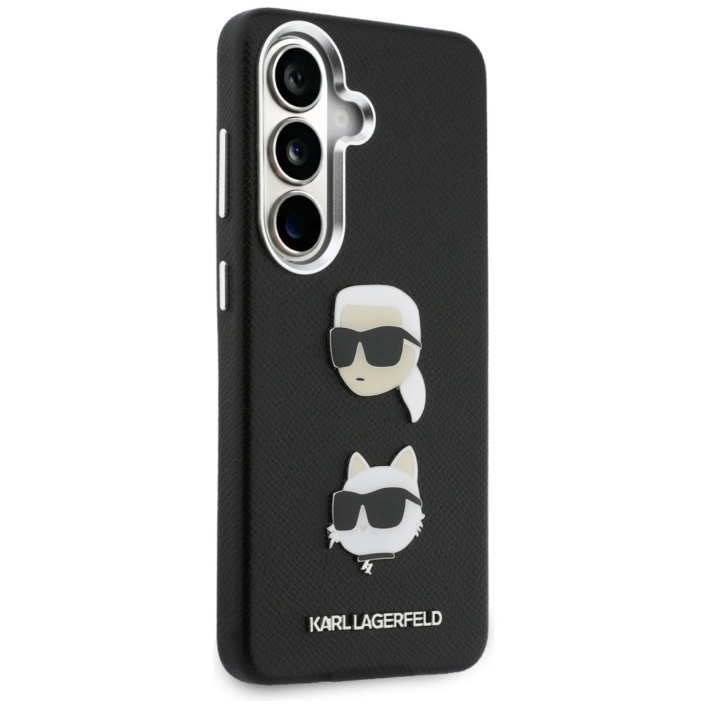 Deksel for Samsung Galaxy S26 Plus S947, Karl Lagerfeld, Saffiano Karl & Choupette's Head Pin, Svart