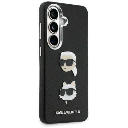Deksel for Samsung Galaxy S26 Plus S947, Karl Lagerfeld, Saffiano Karl & Choupette's Head Pin, Svart