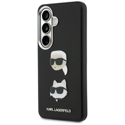Deksel for Samsung Galaxy S26 Plus S947, Karl Lagerfeld, Saffiano Karl & Choupette's Head Pin, Svart