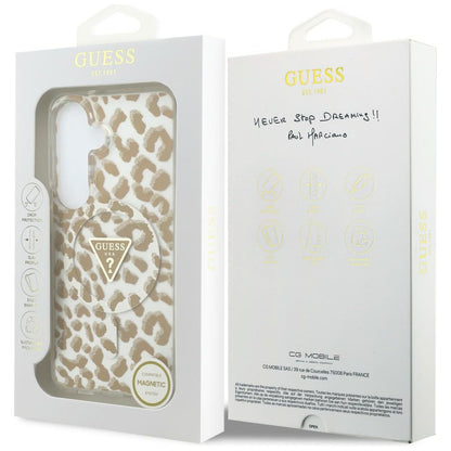 MagSafe-deksel for Samsung Galaxy S26 S942, Guess, IML Leopard-mønster, Brun