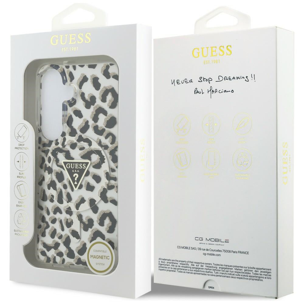 MagSafe-deksel for Samsung Galaxy S26 S942, Guess, IML Leopard-mønster, Svart