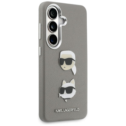 Deksel for Samsung Galaxy S26 S942, Karl Lagerfeld, Saffiano Karl & Choupette's Head Pin, Grå