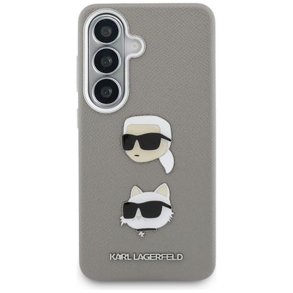 Deksel for Samsung Galaxy S26 S942, Karl Lagerfeld, Saffiano Karl & Choupette's Head Pin, Grå