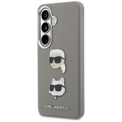 Deksel for Samsung Galaxy S26 S942, Karl Lagerfeld, Saffiano Karl & Choupette's Head Pin, Grå