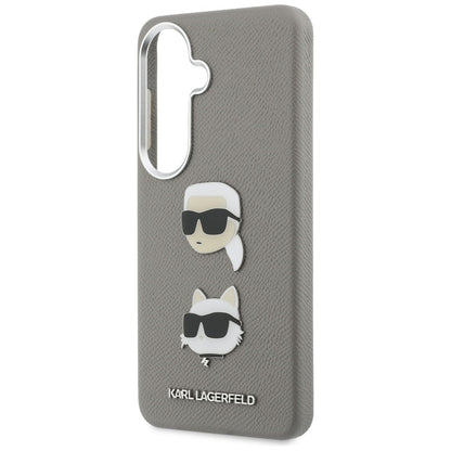Deksel for Samsung Galaxy S26 S942, Karl Lagerfeld, Saffiano Karl & Choupette's Head Pin, Grå
