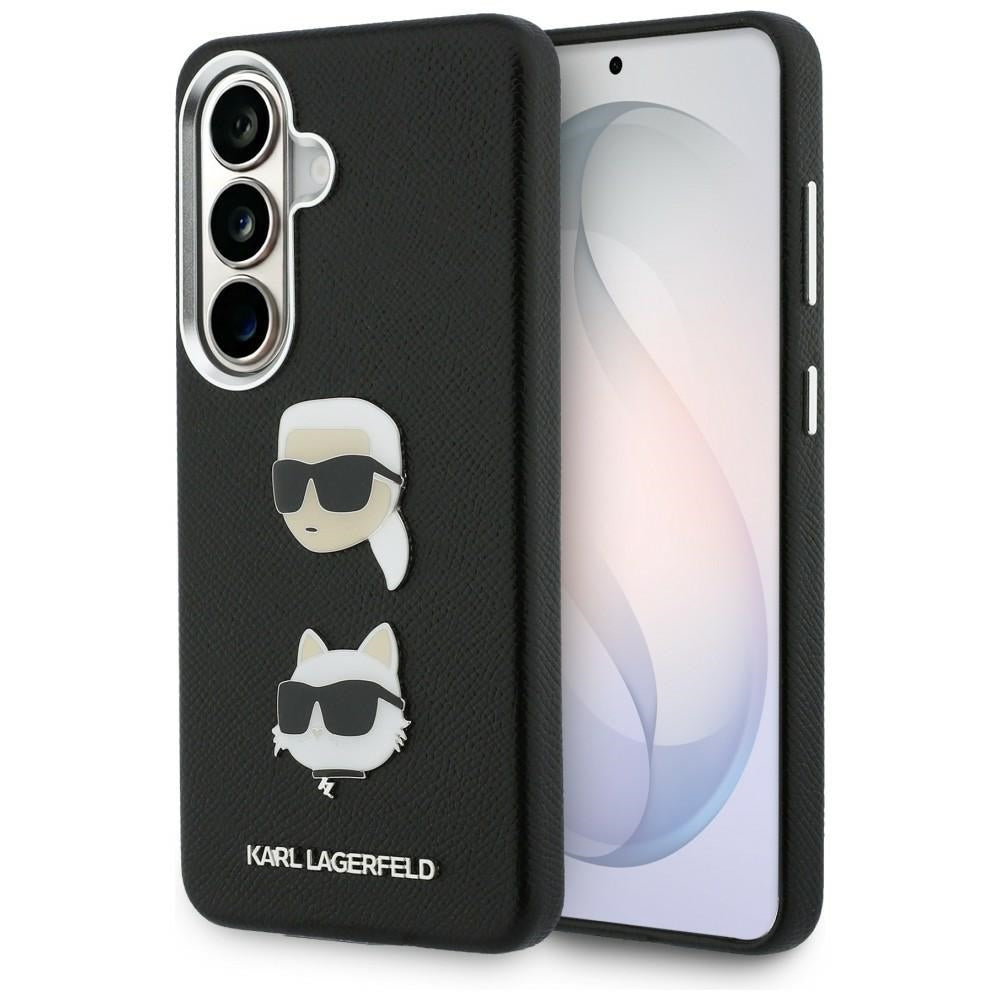 Deksel for Samsung Galaxy S26 S942, Karl Lagerfeld, Saffiano Karl & Choupette's Head Pin, Svart