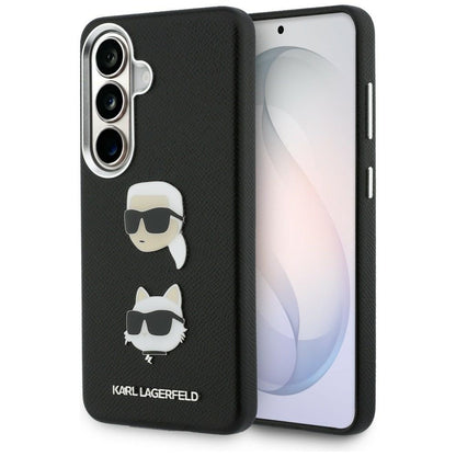 Deksel for Samsung Galaxy S26 S942, Karl Lagerfeld, Saffiano Karl & Choupette's Head Pin, Svart