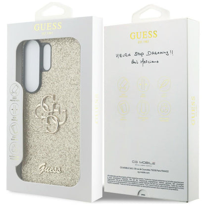 Deksel for Samsung Galaxy S26 Ultra S948, Guess, Fixed Glitter Big 4G Metal Frame, Gull