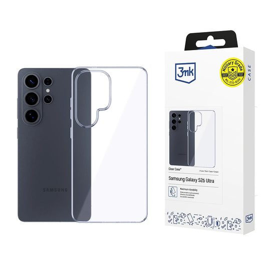 Deksel for Samsung Galaxy S26 Ultra S948, 3MK, Klar, Gjennomsiktig