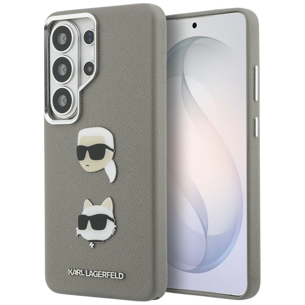 Deksel for Samsung Galaxy S26 Ultra S948, Karl Lagerfeld, Saffiano Karl & Choupette's Head Pin, Grå