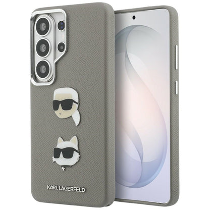 Deksel for Samsung Galaxy S26 Ultra S948, Karl Lagerfeld, Saffiano Karl & Choupette's Head Pin, Grå