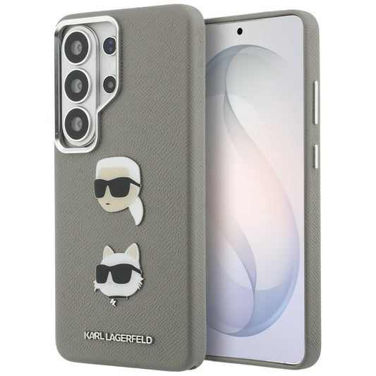 Deksel for Samsung Galaxy S26 Ultra S948, Karl Lagerfeld, Saffiano Karl & Choupette's Head Pin, Grå