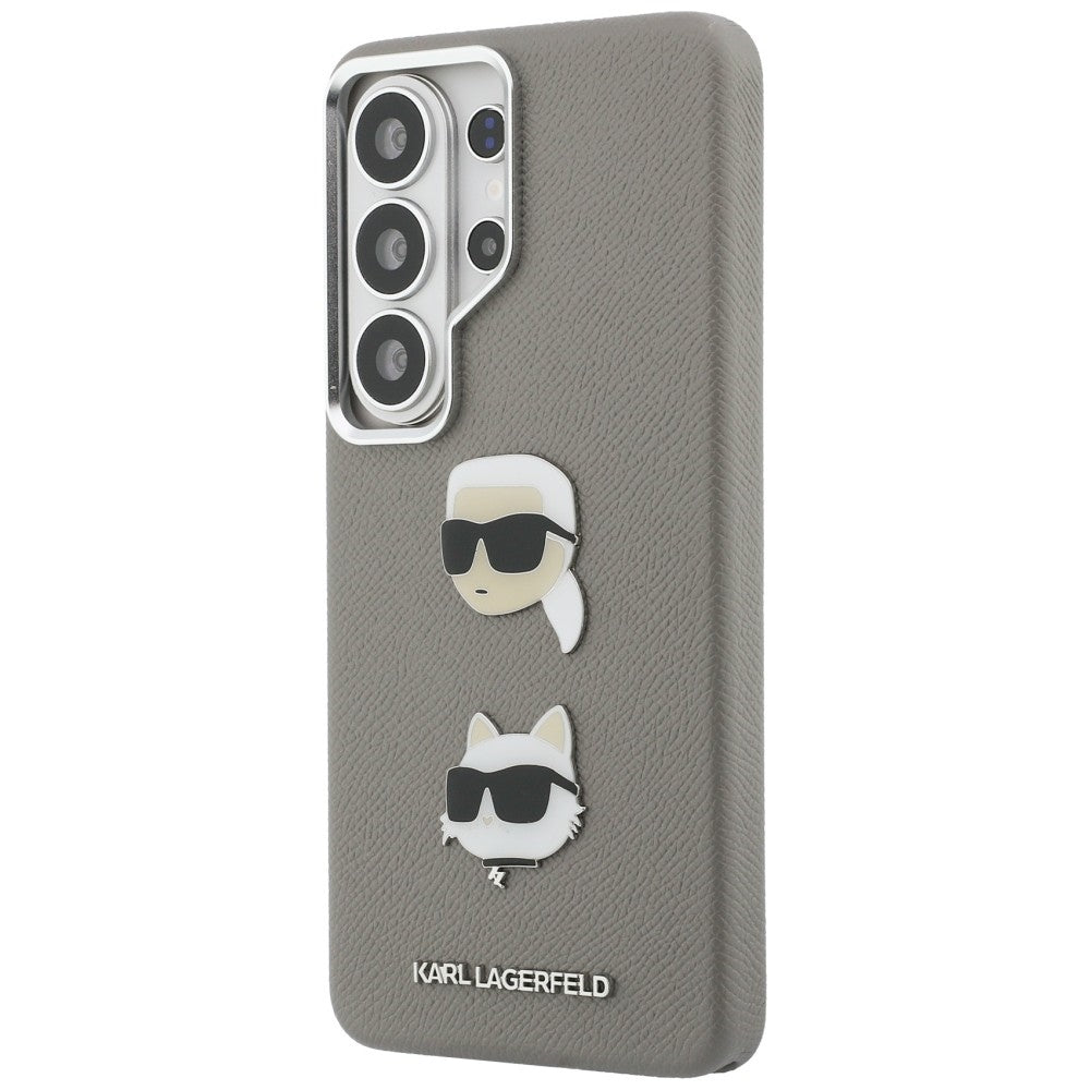 Deksel for Samsung Galaxy S26 Ultra S948, Karl Lagerfeld, Saffiano Karl & Choupette's Head Pin, Grå