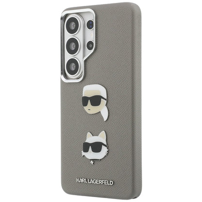 Deksel for Samsung Galaxy S26 Ultra S948, Karl Lagerfeld, Saffiano Karl & Choupette's Head Pin, Grå