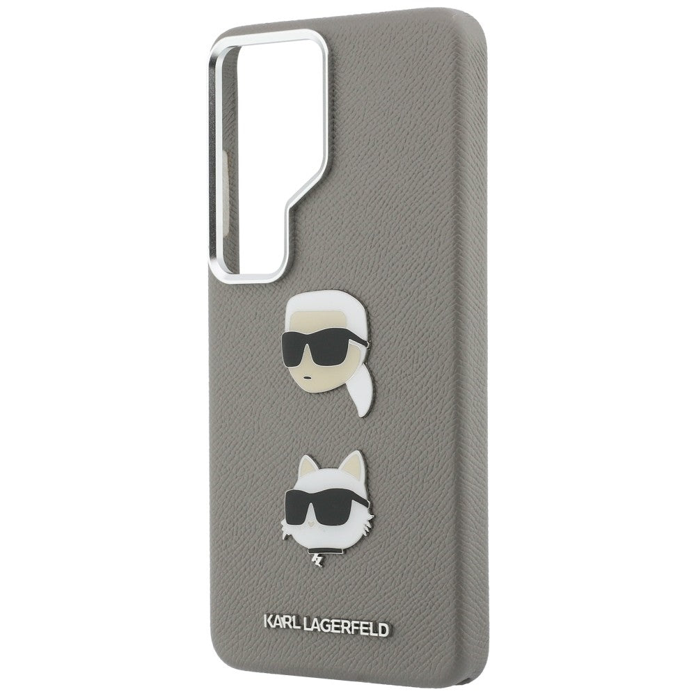 Deksel for Samsung Galaxy S26 Ultra S948, Karl Lagerfeld, Saffiano Karl & Choupette's Head Pin, Grå