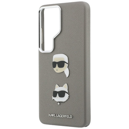 Deksel for Samsung Galaxy S26 Ultra S948, Karl Lagerfeld, Saffiano Karl & Choupette's Head Pin, Grå