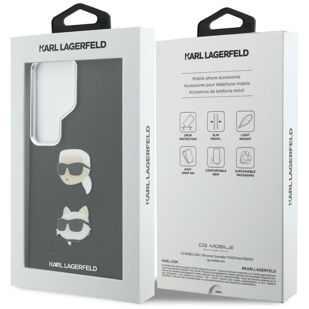 Deksel for Samsung Galaxy S26 Ultra S948, Karl Lagerfeld, Saffiano Karl & Choupette's Head Pin, Svart