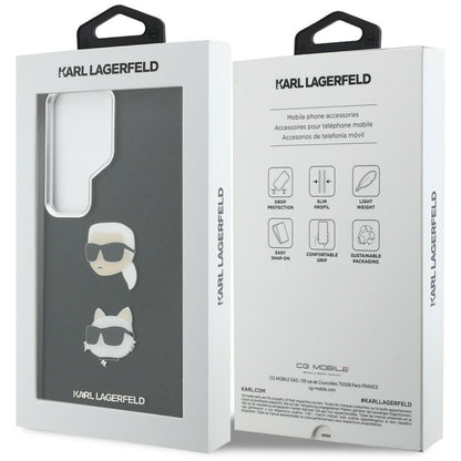 Deksel for Samsung Galaxy S26 Ultra S948, Karl Lagerfeld, Saffiano Karl & Choupette's Head Pin, Svart