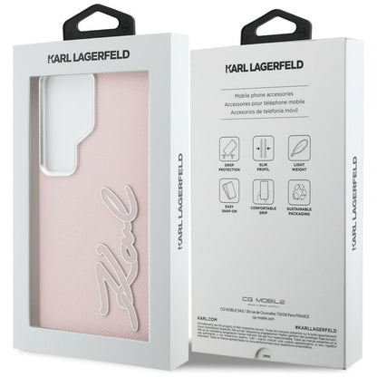 Deksel for Samsung Galaxy S26 Ultra S948, Karl Lagerfeld, Signature Resin Logo, Rosa