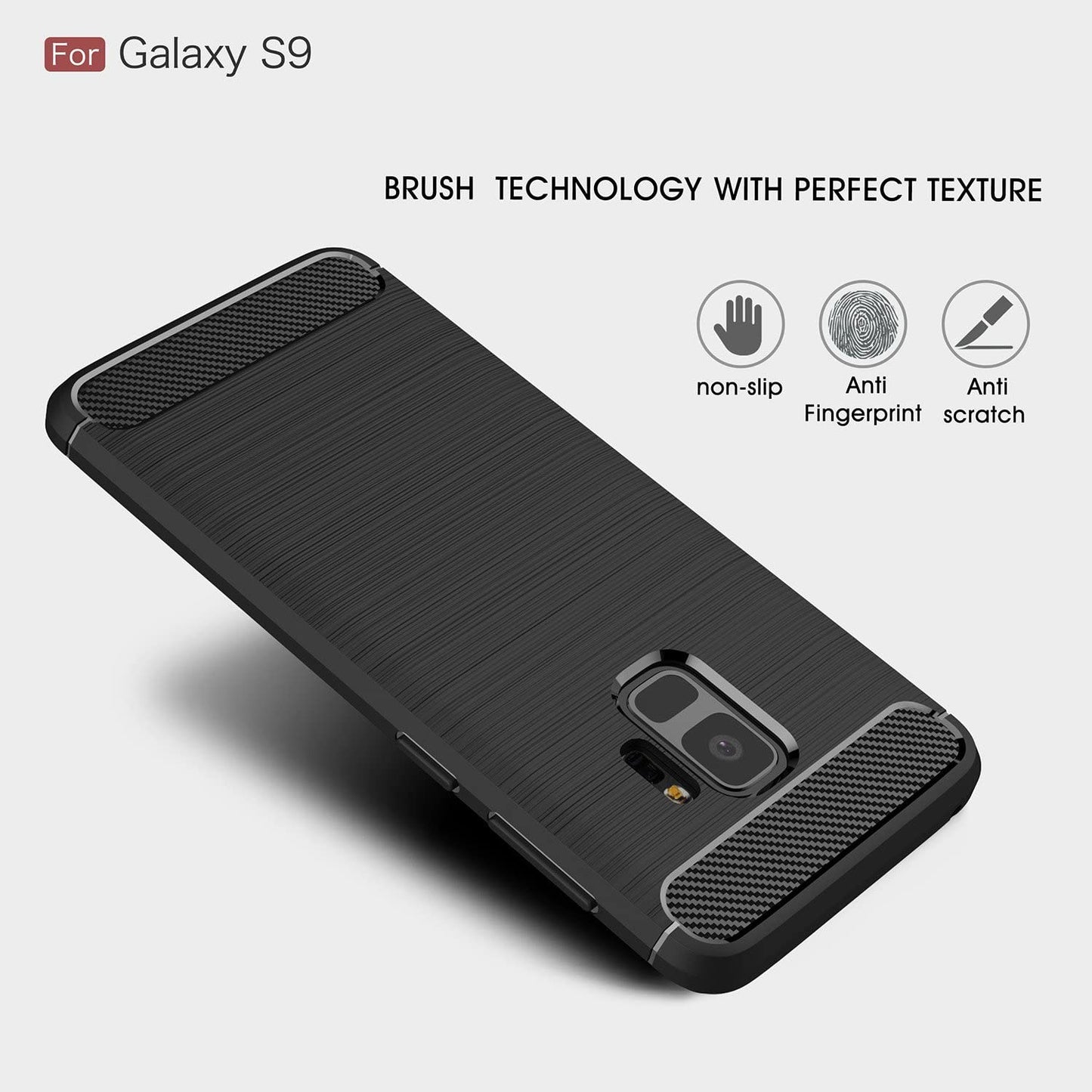 Deksel til Samsung Galaxy S9 G960, Techsuit, Karbon, Svart