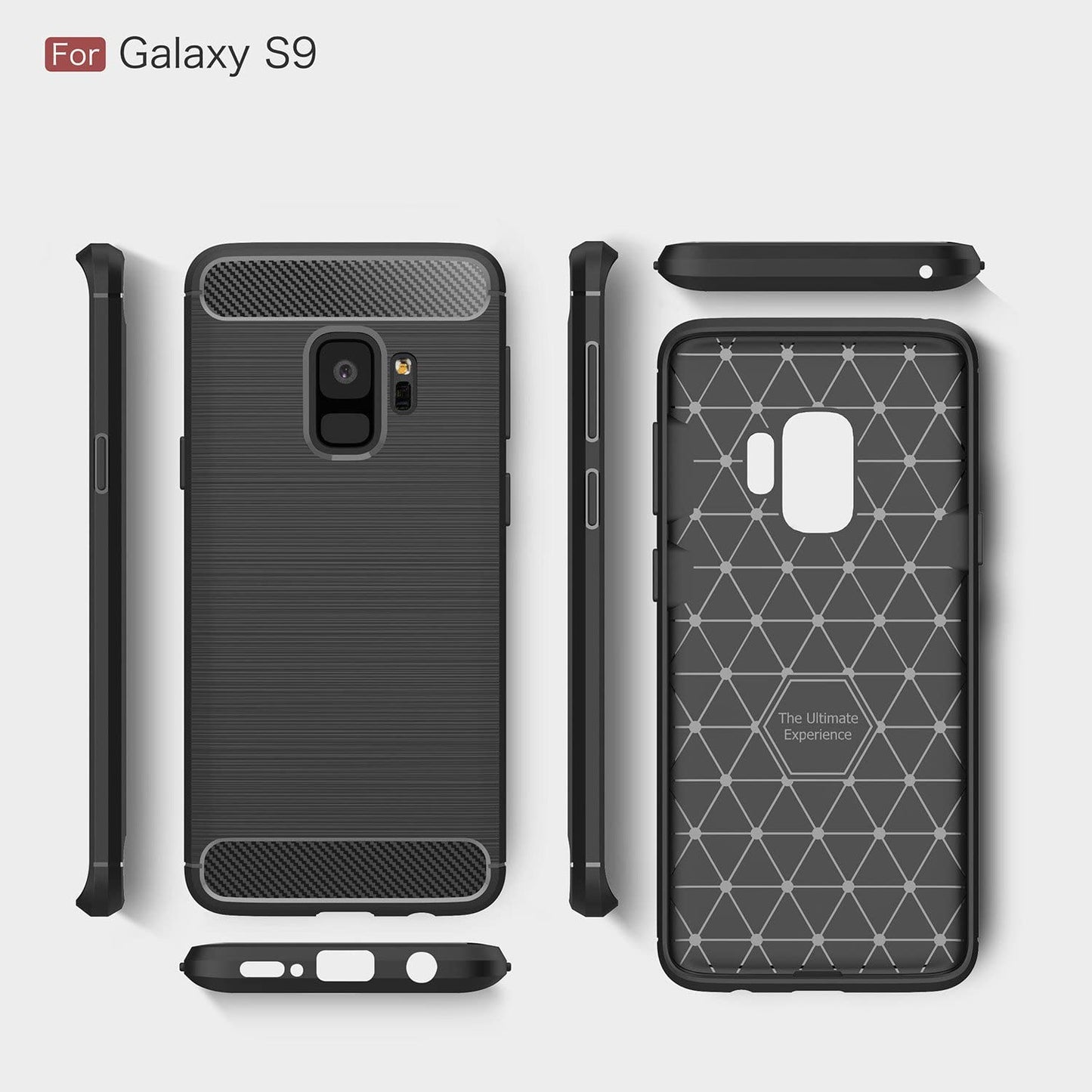 Deksel til Samsung Galaxy S9 G960, Techsuit, Karbon, Svart