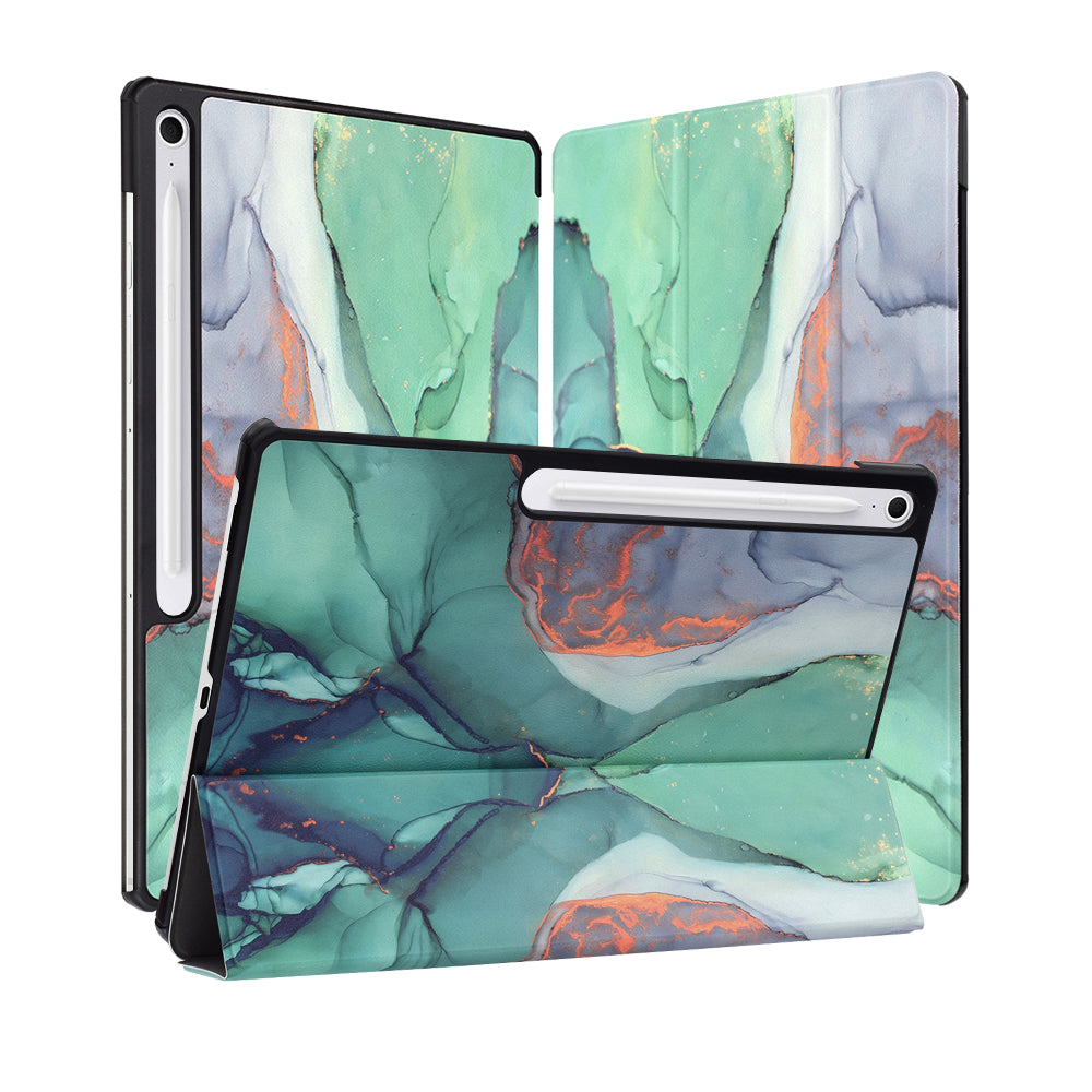 Deksel til Samsung Galaxy Tab S10 FE+, Techsuit, FoldPro Green Time, Flerfarget