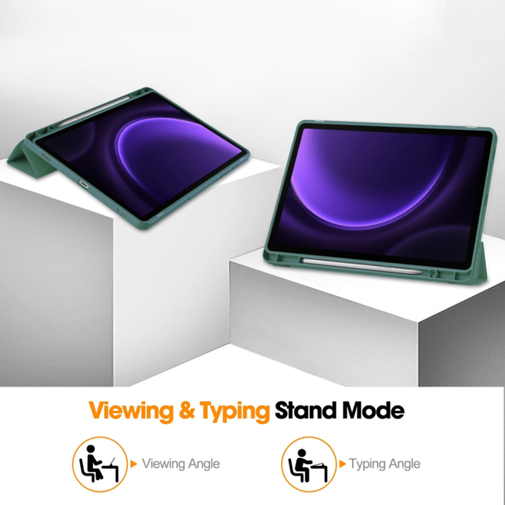 Deksel for Samsung Galaxy Tab S10 FE / Tab S9 FE, Techsuit, Flex Trifold, Grønn