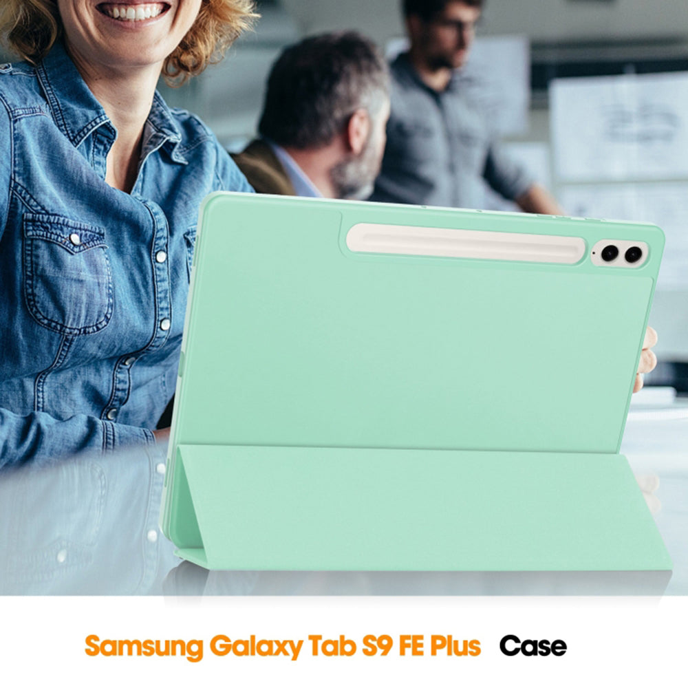 Deksel for Samsung Galaxy Tab S10+ / Tab S9 FE+ / Tab S9+, Techsuit, Flex Trifold, Matcha grønn