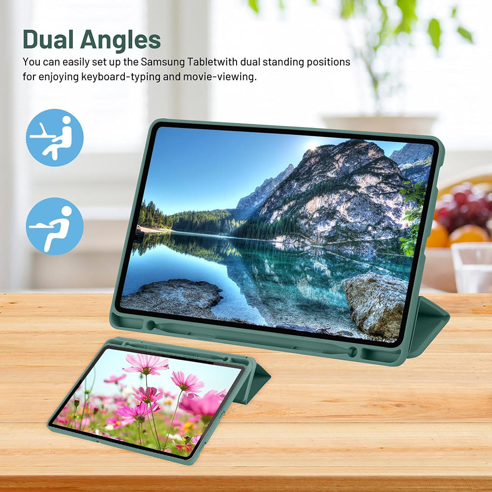 Deksel til Samsung Galaxy Tab S6 Lite (2024) / Tab S6 Lite (2022) / Tab S6 Lite (2020), Techsuit, Flex Trifold, Grønn