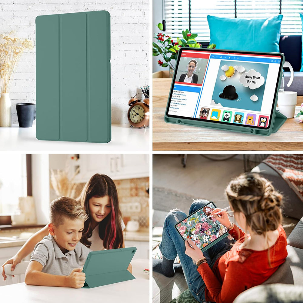 Deksel til Samsung Galaxy Tab S6 Lite (2024) / Tab S6 Lite (2022) / Tab S6 Lite (2020), Techsuit, Flex Trifold, Grønn