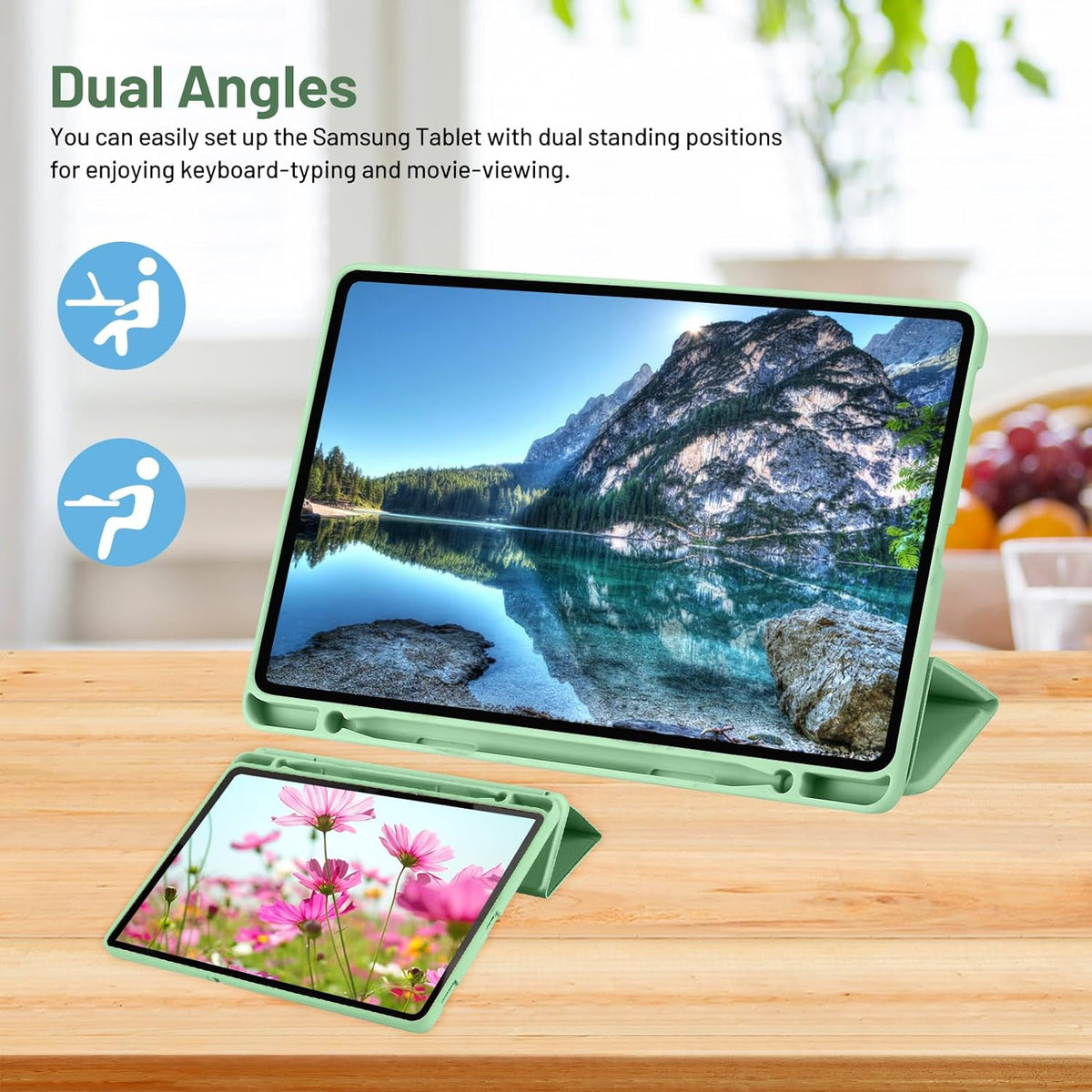 Deksel for Samsung Galaxy Tab S6 Lite (2024) / Tab S6 Lite (2022) / Tab S6 Lite (2020), Techsuit, Flex Trifold, Matcha grønn