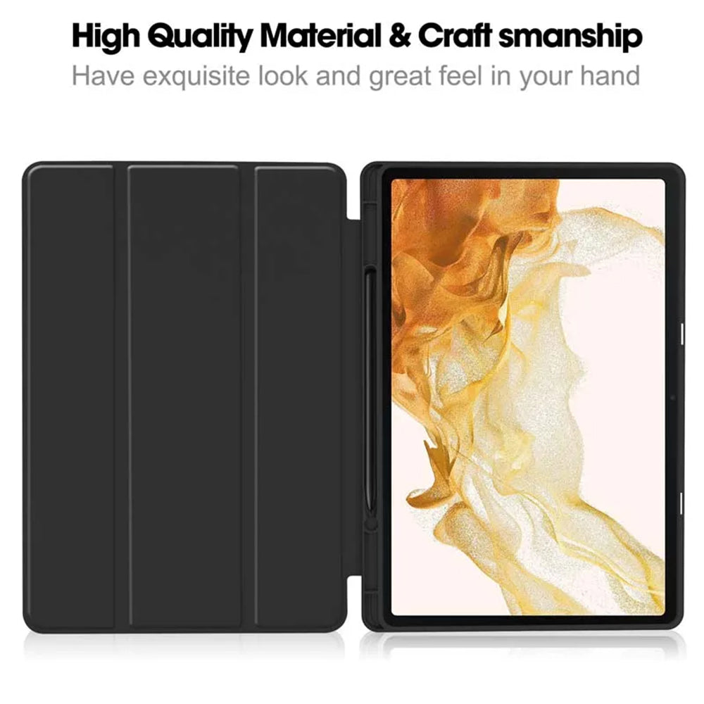 Deksel for Samsung Galaxy Tab S8+ / Tab S7+, Techsuit, Flex Trifold, Svart