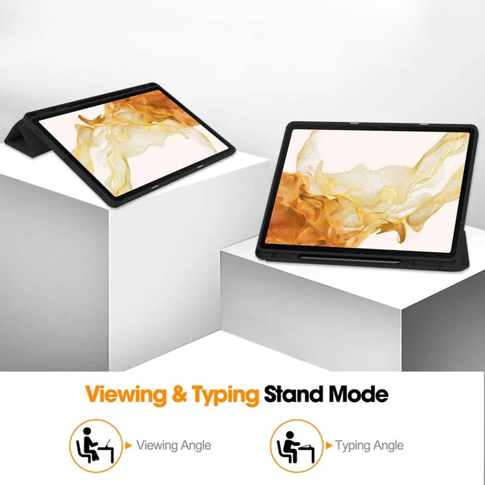 Deksel for Samsung Galaxy Tab S8+ / Tab S7+, Techsuit, Flex Trifold, Svart