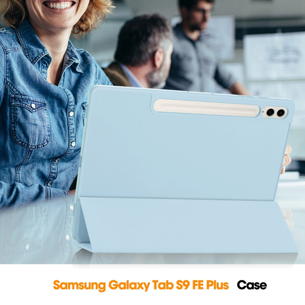 Deksel for Samsung Galaxy Tab S9 FE+, Techsuit, Flex Trifold, Blå